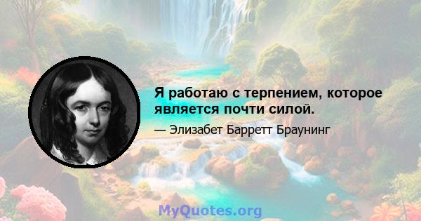 Я работаю с терпением, которое является почти силой.