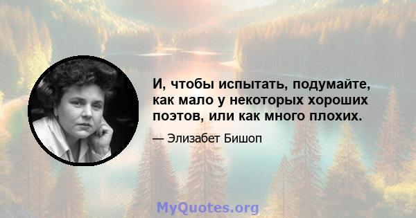 И, чтобы испытать, подумайте, как мало у некоторых хороших поэтов, или как много плохих.