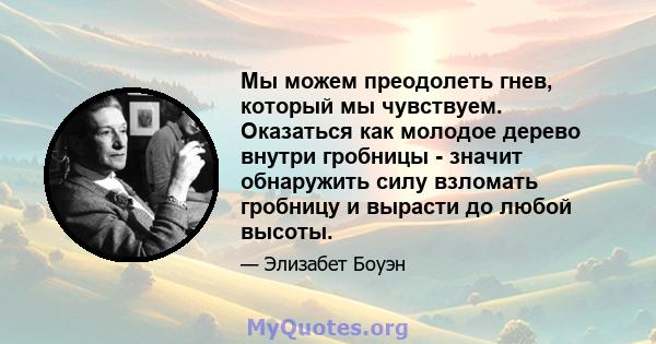 Мы можем преодолеть гнев, который мы чувствуем. Оказаться как молодое дерево внутри гробницы - значит обнаружить силу взломать гробницу и вырасти до любой высоты.