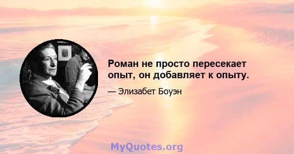 Роман не просто пересекает опыт, он добавляет к опыту.