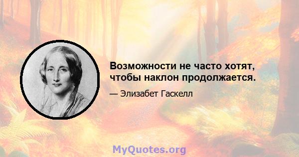 Возможности не часто хотят, чтобы наклон продолжается.