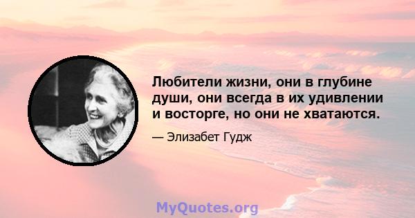 Любители жизни, они в глубине души, они всегда в их удивлении и восторге, но они не хватаются.