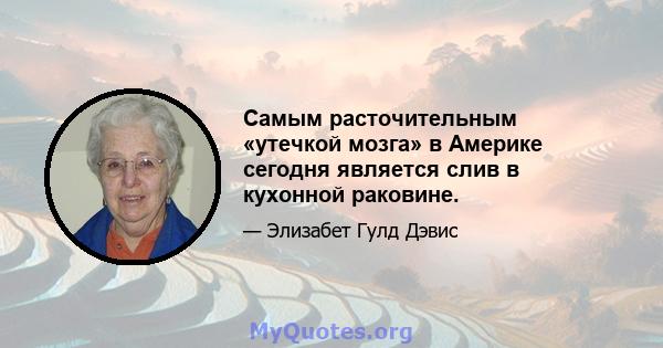 Самым расточительным «утечкой мозга» в Америке сегодня является слив в кухонной раковине.