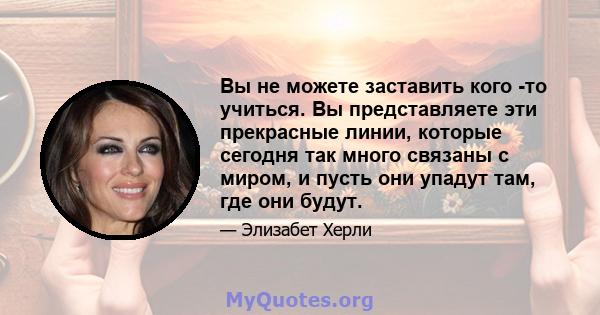 Вы не можете заставить кого -то учиться. Вы представляете эти прекрасные линии, которые сегодня так много связаны с миром, и пусть они упадут там, где они будут.