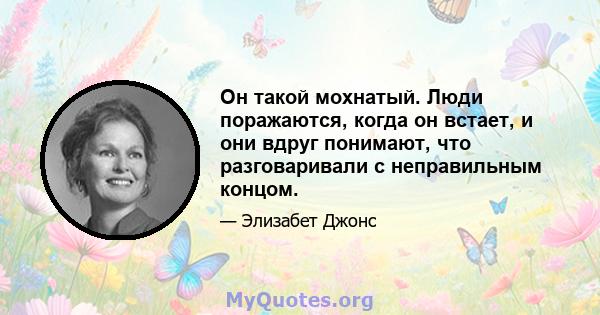 Он такой мохнатый. Люди поражаются, когда он встает, и они вдруг понимают, что разговаривали с неправильным концом.