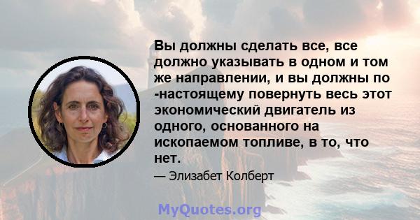 Вы должны сделать все, все должно указывать в одном и том же направлении, и вы должны по -настоящему повернуть весь этот экономический двигатель из одного, основанного на ископаемом топливе, в то, что нет.