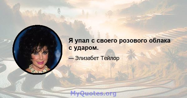 Я упал с своего розового облака с ударом.