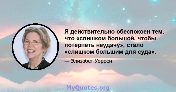 Я действительно обеспокоен тем, что «слишком большой, чтобы потерпеть неудачу», стало «слишком большим для суда».