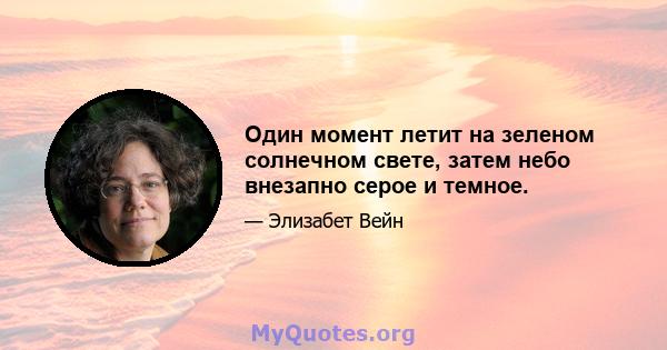 Один момент летит на зеленом солнечном свете, затем небо внезапно серое и темное.