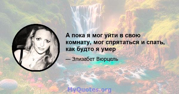 А пока я мог уйти в свою комнату, мог спрятаться и спать, как будто я умер