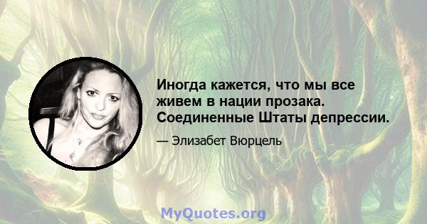 Иногда кажется, что мы все живем в нации прозака. Соединенные Штаты депрессии.