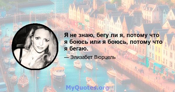 Я не знаю, бегу ли я, потому что я боюсь или я боюсь, потому что я бегаю.