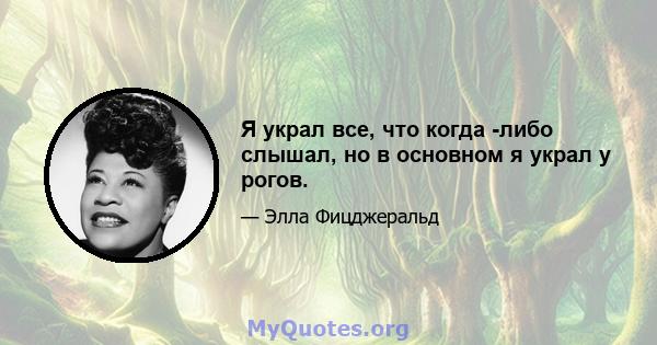 Я украл все, что когда -либо слышал, но в основном я украл у рогов.