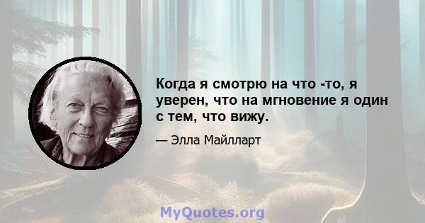 Когда я смотрю на что -то, я уверен, что на мгновение я один с тем, что вижу.