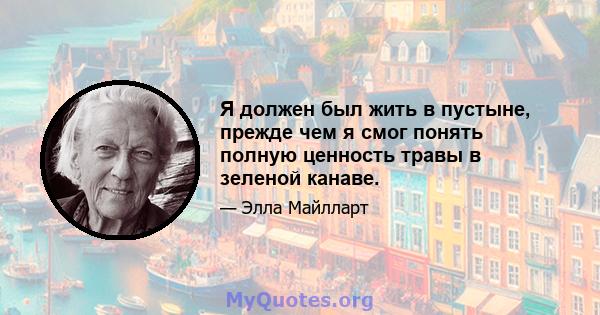 Я должен был жить в пустыне, прежде чем я смог понять полную ценность травы в зеленой канаве.