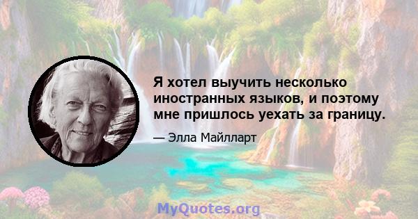 Я хотел выучить несколько иностранных языков, и поэтому мне пришлось уехать за границу.