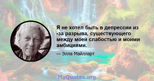 Я не хотел быть в депрессии из -за разрыва, существующего между моей слабостью и моими амбициями.