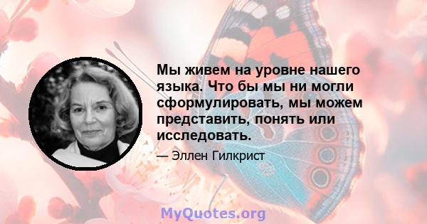 Мы живем на уровне нашего языка. Что бы мы ни могли сформулировать, мы можем представить, понять или исследовать.