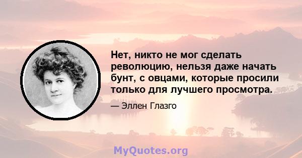 Нет, никто не мог сделать революцию, нельзя даже начать бунт, с овцами, которые просили только для лучшего просмотра.