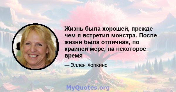 Жизнь была хорошей, прежде чем я встретил монстра. После жизни была отличная, по крайней мере, на некоторое время