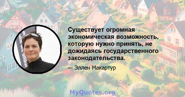 Существует огромная экономическая возможность, которую нужно принять, не дожидаясь государственного законодательства.