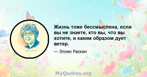 Жизнь тоже бессмыслена, если вы не знаете, кто вы, что вы хотите, и каким образом дует ветер.