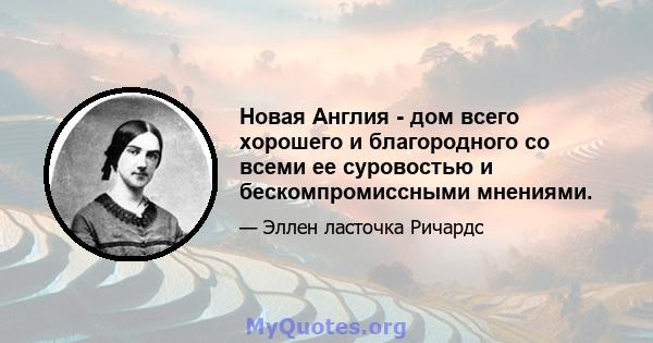 Новая Англия - дом всего хорошего и благородного со всеми ее суровостью и бескомпромиссными мнениями.