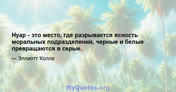 Нуар - это место, где разрывается ясность моральных подразделений, черные и белые превращаются в серые.