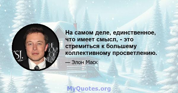 На самом деле, единственное, что имеет смысл, - это стремиться к большему коллективному просветлению.