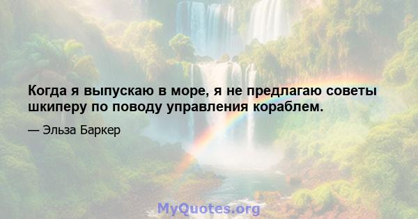 Когда я выпускаю в море, я не предлагаю советы шкиперу по поводу управления кораблем.