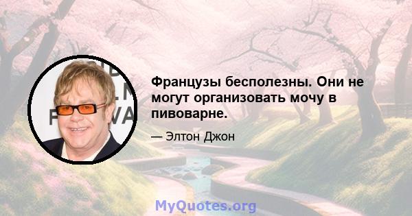 Французы бесполезны. Они не могут организовать мочу в пивоварне.