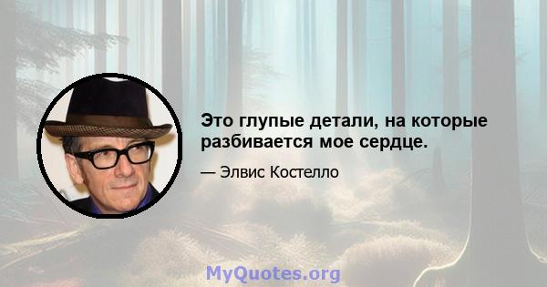 Это глупые детали, на которые разбивается мое сердце.