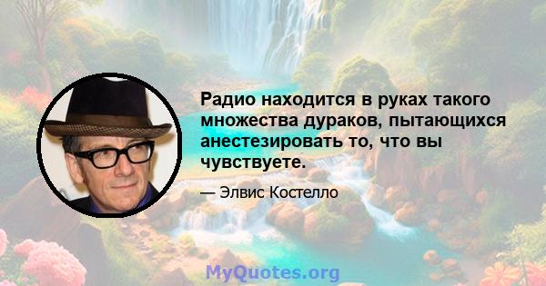 Радио находится в руках такого множества дураков, пытающихся анестезировать то, что вы чувствуете.