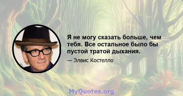 Я не могу сказать больше, чем тебя. Все остальное было бы пустой тратой дыхания.