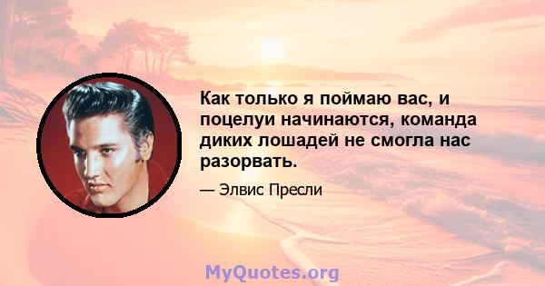 Как только я поймаю вас, и поцелуи начинаются, команда диких лошадей не смогла нас разорвать.