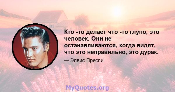 Кто -то делает что -то глупо, это человек. Они не останавливаются, когда видят, что это неправильно, это дурак.