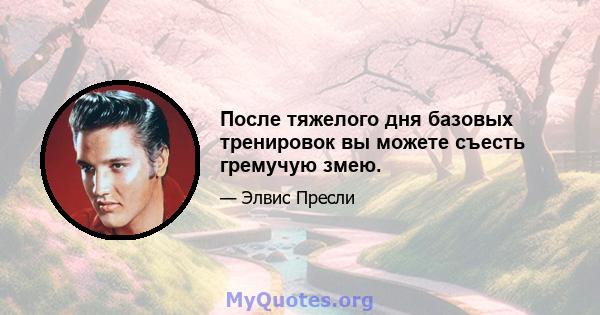 После тяжелого дня базовых тренировок вы можете съесть гремучую змею.