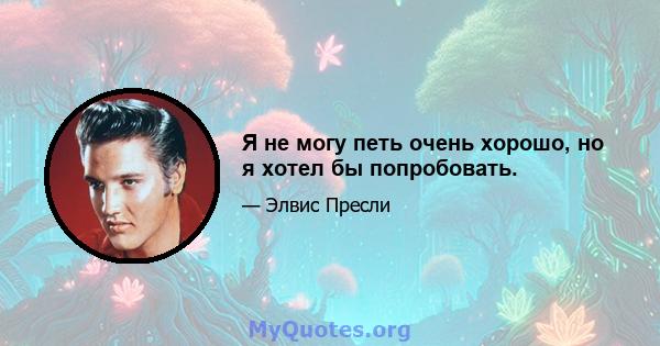 Я не могу петь очень хорошо, но я хотел бы попробовать.