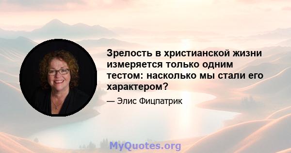 Зрелость в христианской жизни измеряется только одним тестом: насколько мы стали его характером?