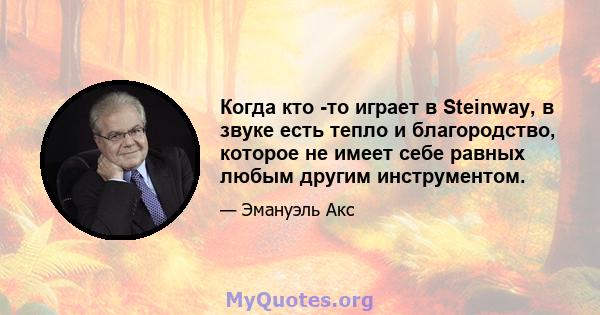 Когда кто -то играет в Steinway, в звуке есть тепло и благородство, которое не имеет себе равных любым другим инструментом.