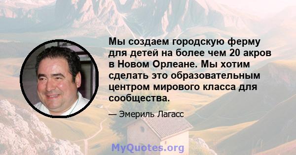 Мы создаем городскую ферму для детей на более чем 20 акров в Новом Орлеане. Мы хотим сделать это образовательным центром мирового класса для сообщества.