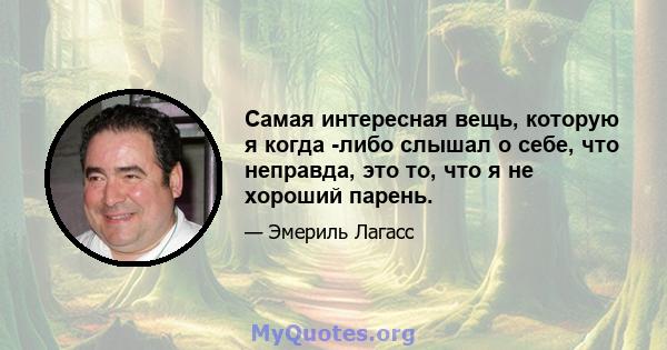 Самая интересная вещь, которую я когда -либо слышал о себе, что неправда, это то, что я не хороший парень.