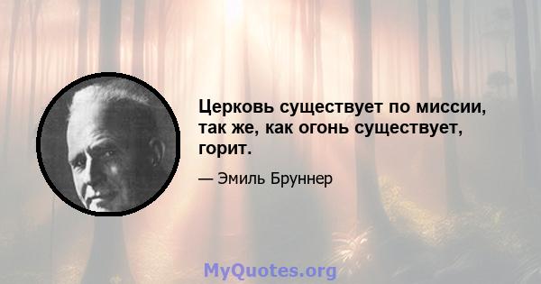 Церковь существует по миссии, так же, как огонь существует, горит.