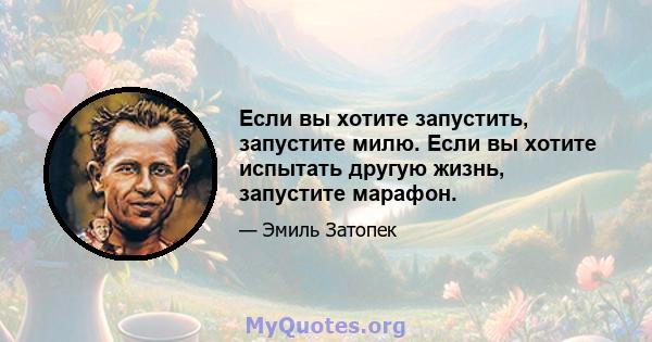 Если вы хотите запустить, запустите милю. Если вы хотите испытать другую жизнь, запустите марафон.