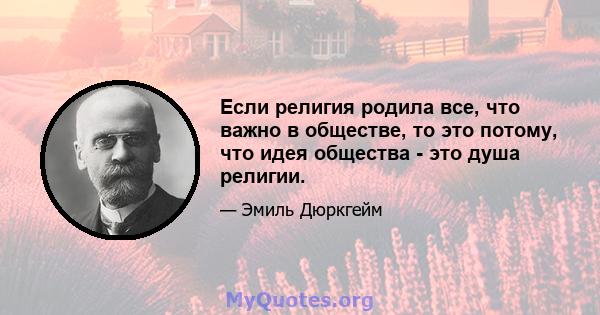 Если религия родила все, что важно в обществе, то это потому, что идея общества - это душа религии.