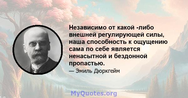 Независимо от какой -либо внешней регулирующей силы, наша способность к ощущению сама по себе является ненасытной и бездонной пропастью.