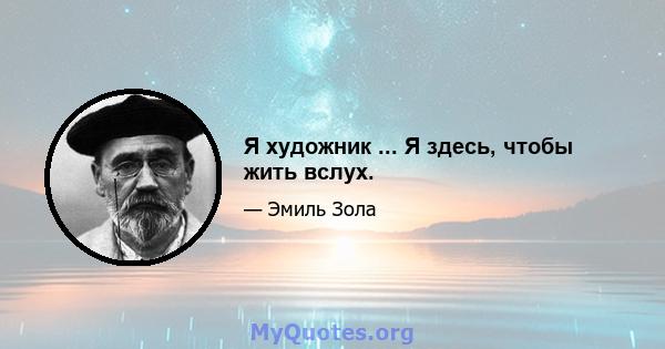 Я художник ... Я здесь, чтобы жить вслух.