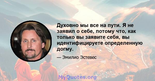 Духовно мы все на пути. Я не заявил о себе, потому что, как только вы заявите себя, вы идентифицируете определенную догму.