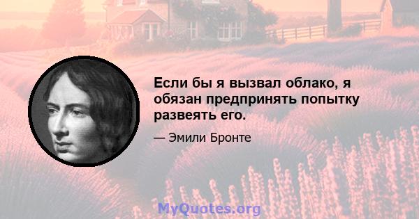 Если бы я вызвал облако, я обязан предпринять попытку развеять его.