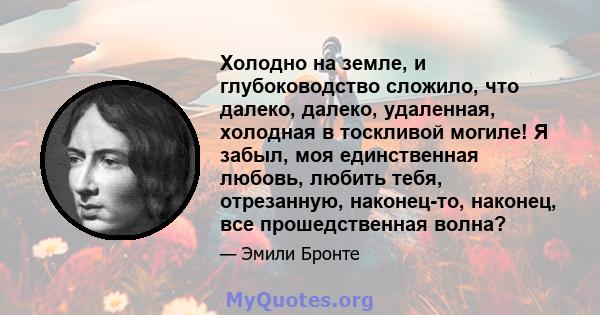 Холодно на земле, и глубоководство сложило, что далеко, далеко, удаленная, холодная в тоскливой могиле! Я забыл, моя единственная любовь, любить тебя, отрезанную, наконец-то, наконец, все прошедственная волна?